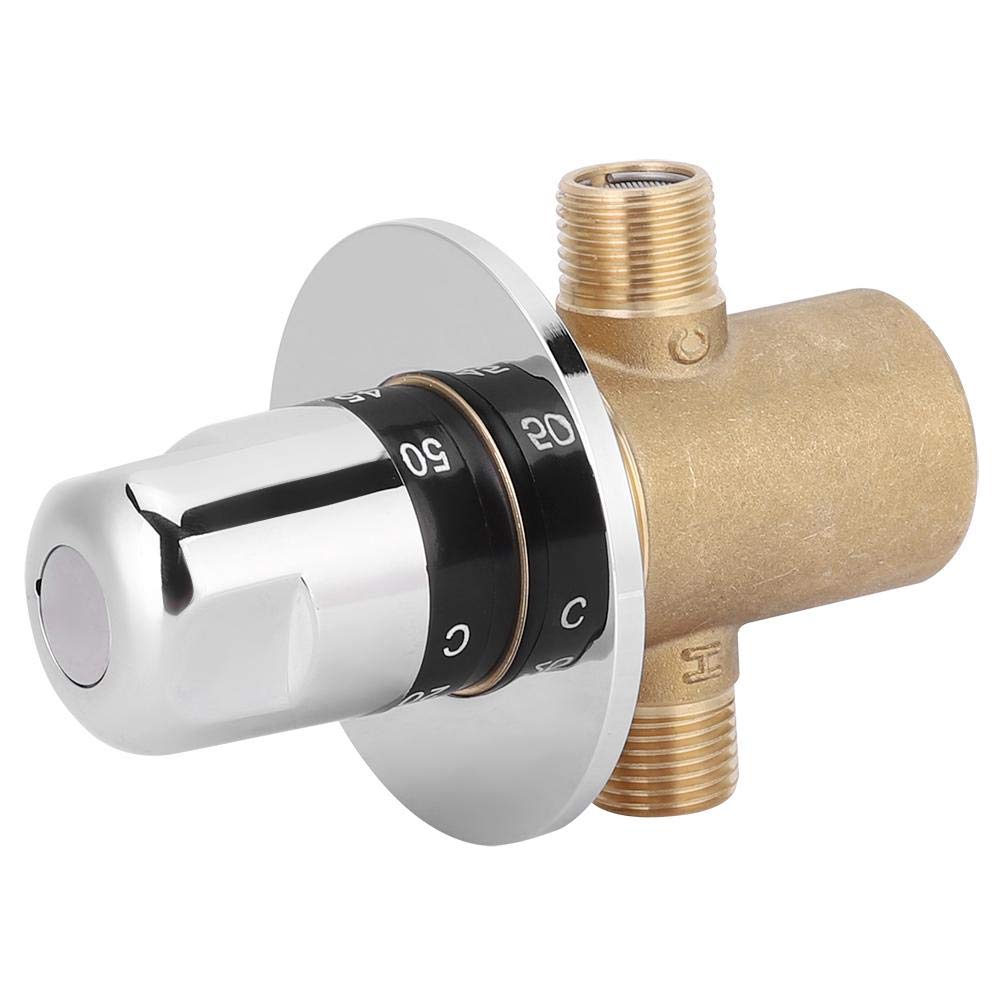 Laiton Mitigeur 3 voies Thermostatique G1/2in 3 Voies Laiton Mitigeur Thermostatique Robinet Robinet Mélangeur de Température Vanne de Contrôle Maison Salle De Bains