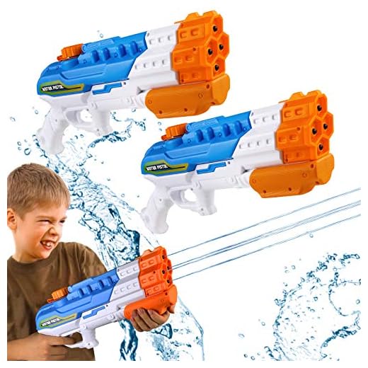 Bukm Water Guns for Kids, 2 Pack Super Squirt Guns Water Soaker Blaster 1150CC 4 Nozzles Toys Gifts for Boys Girls Children Adult Outdoor Swimming Pool Beach Sand Children's Day (2 Pack Water Guns)