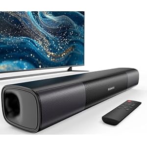 RIOWOIS Sound Bar for Smart TV, Bass Boost and Crisp Vocals,Bluetooth Soundbar for TV/PC/Gaming/Projectors,Optical/AUX/Wall Mount,17inch