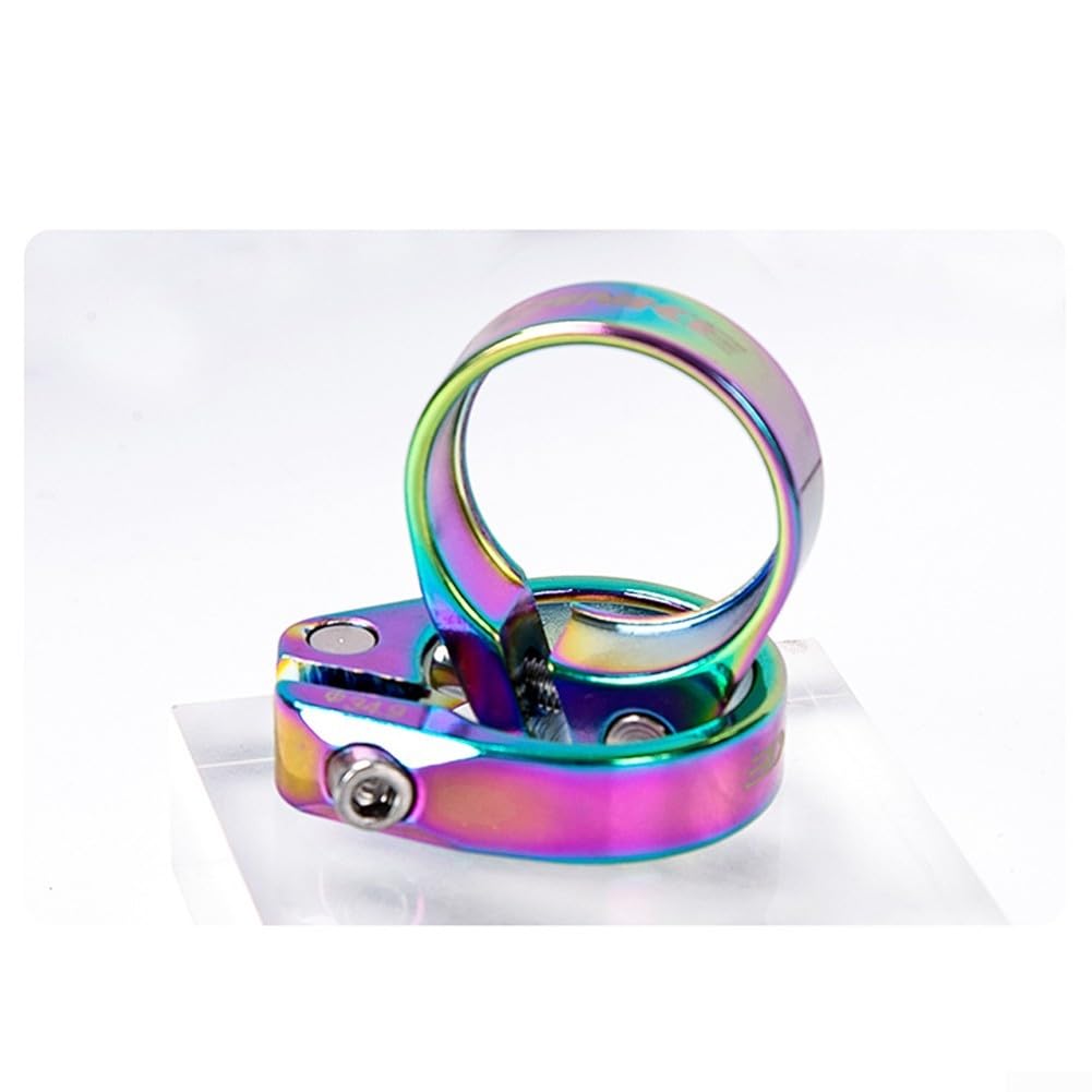 Dolvitrny Seatpost Clamp 28.6mm, Alusmallum Alloy Bike Seat Post Collar For Road MTB Cycling, Lightweight Lasting Quick Release Fastener, And Colourful Options(Colorful)