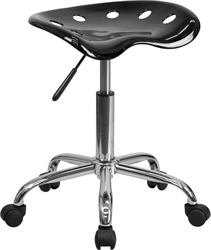 Taburete tipo tractor, de Flash Furniture, color verde manzana, cromado, Plástico, Negro