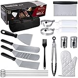 19Pcs Blackstone Grill Accessories with Carry Bag, Barbecue Grill Tools Set Made of Stainless Steel, Flat Top Griddle Accessories Kit for Blackstone and Camp Chef, Men or Family Party BBQ and Camping