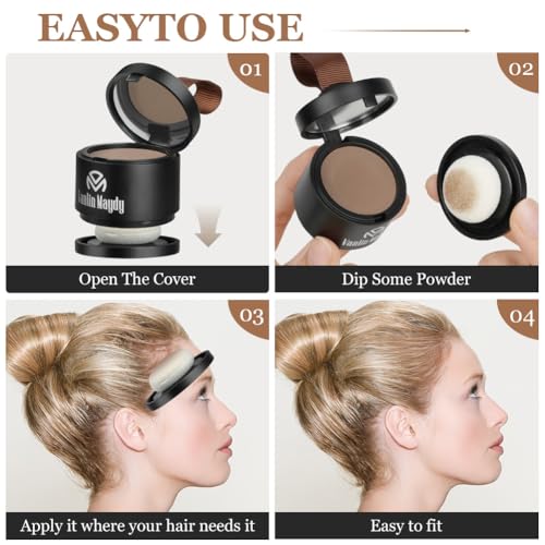 Ansatzpuder - Haaransatz Ausbessern & Haarausfall Abdecken, Haaransatz Puder, Langanhaltend Haaransatz Puder für Frauen und Männer, Haarfasern/Haartopper Alternative (Hellbraun)