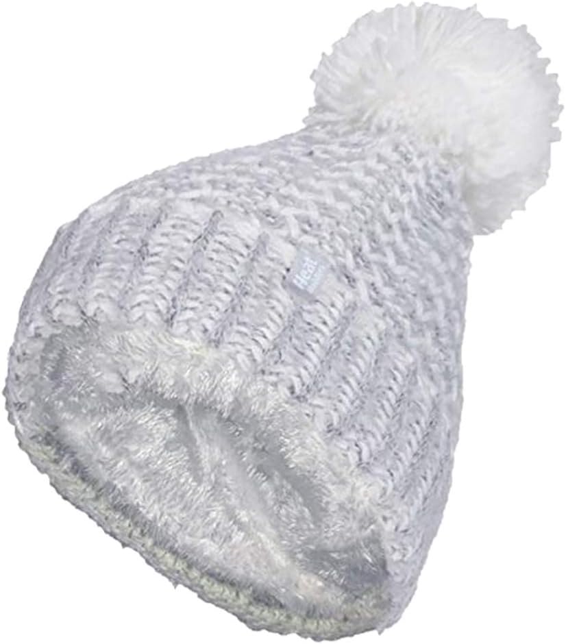 HEAT HOLDERS - Womens Fleece Lined Cuffed Thermal Winter Bobble Hat with Pom Pom