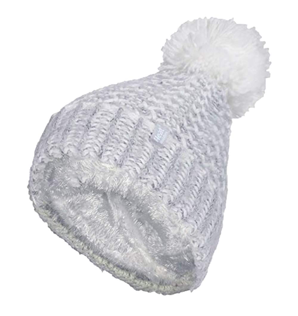 Heat Holders Women's Light Grey (Lund) - Nordic Knit Fleece Lined Cuffed Thermal Winter Bobble Hat With Pom Pom (One Size, )