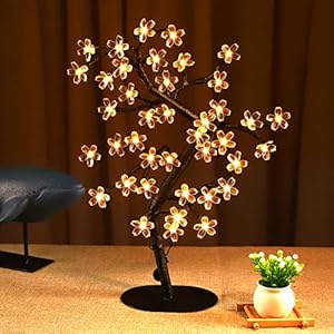 Bolylight Cherry Blossom Tree Lamp Table Decoration 17in Artificial Tree with 40 LED Lights USB Operated for Bedroom…