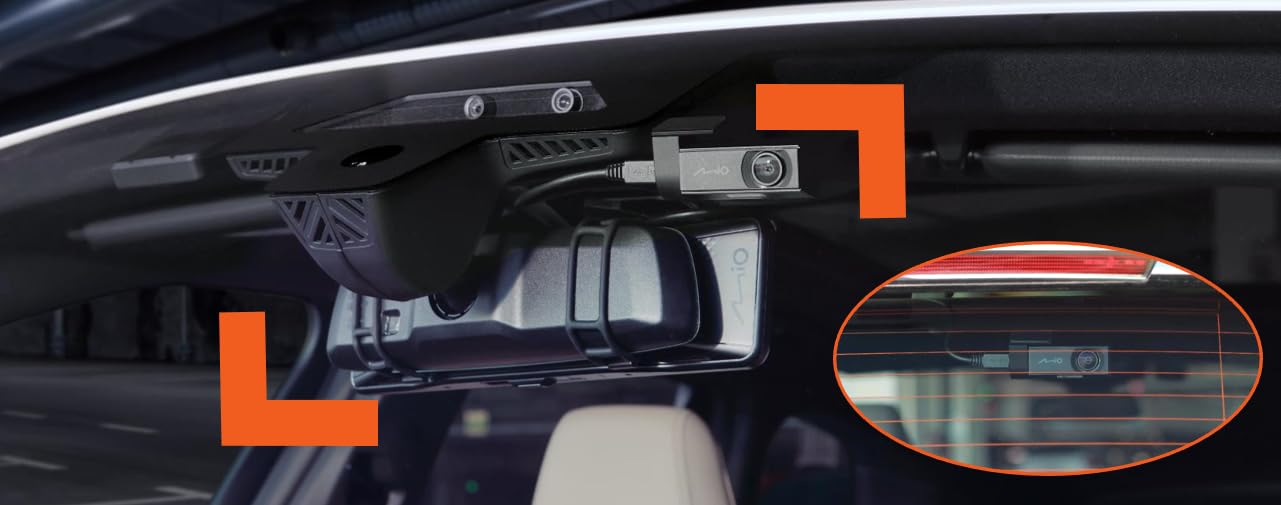 Mio MiVue R860WD Dual Dashcam Auto mit 2.5K HDR-Aufnahmen & STARVIS2 CMOS Sensor für scharfe Bilder Tag & Nacht I Echtzeit-Backup des Dash Cam Spiegels Dank Highspeed WLAN I GPS Auto Kamera