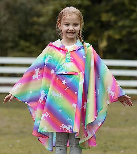 Image of SaphiRose Lightweight Kids Rain Poncho Jacket Waterproof Outwear Rain Coat