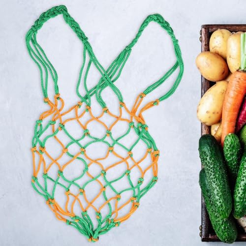 Cesta colgante para verduras y frutas en cocina rústica bolsas organizadoras transpirables 5