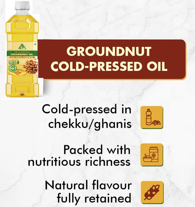 Image of Dmelds Pure Cold Pressed Groundnut Oil, Natural Cooking Oil, Skincare Moisturizer, Traditional Extraction Method, Rich in Essential Nutrients (2 Litre)