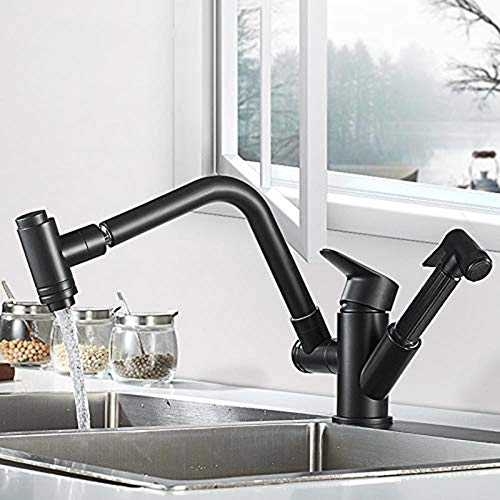 Grifo de cobre para fregadero grifos giratorios plegables de diseño minimalista negro mate