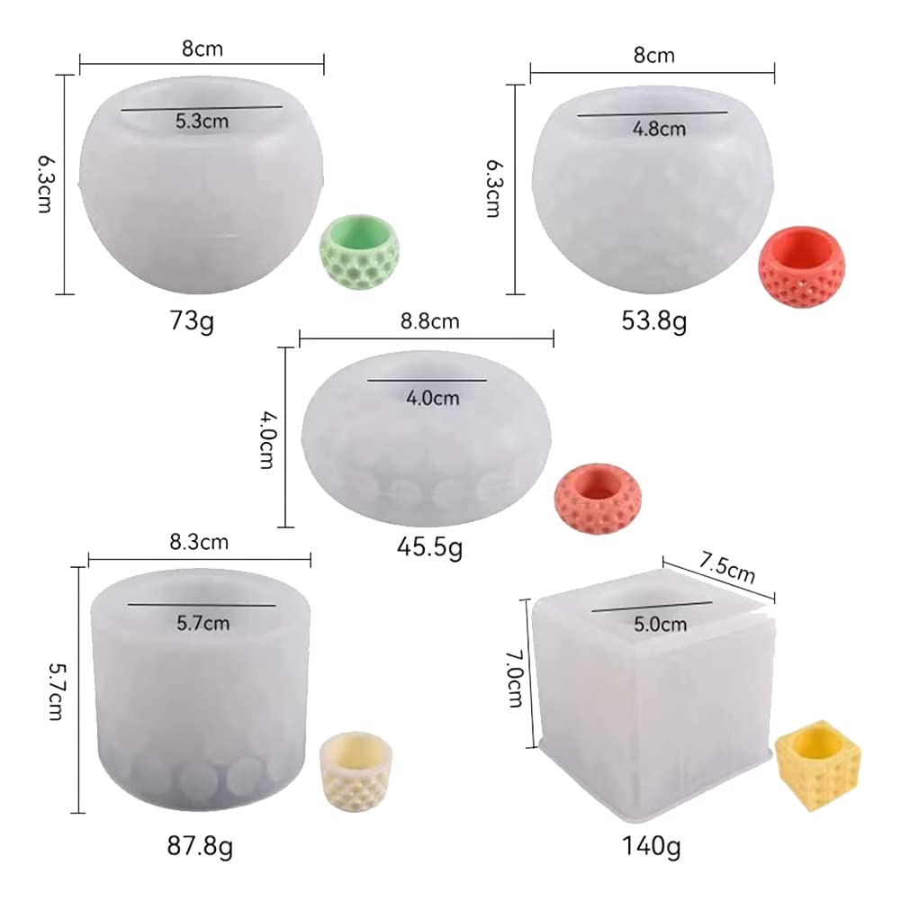 5-częściowy zestaw silikonowych świec do produkcji świec, forma silikonowa 3D, forma silikonowa do wosku sojowego, mydła