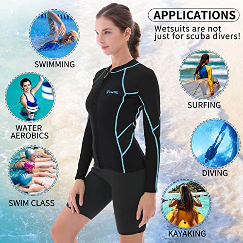 image for GoldFin Wetsuit Top Women, 2mm Wetsuits Jacket Long Sleeve Neoprene To