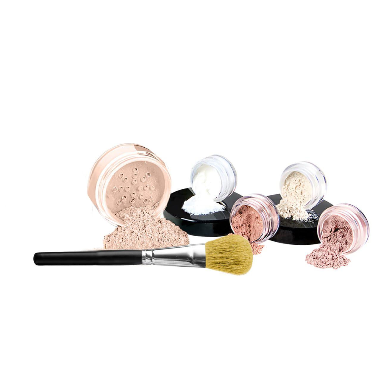 6pc Mineral Makeup Starter Kit for Beginners – Full Size Foundation with Sample Size Veil Primer, Blush, Bronzer & Setting Powder (Light Shade)