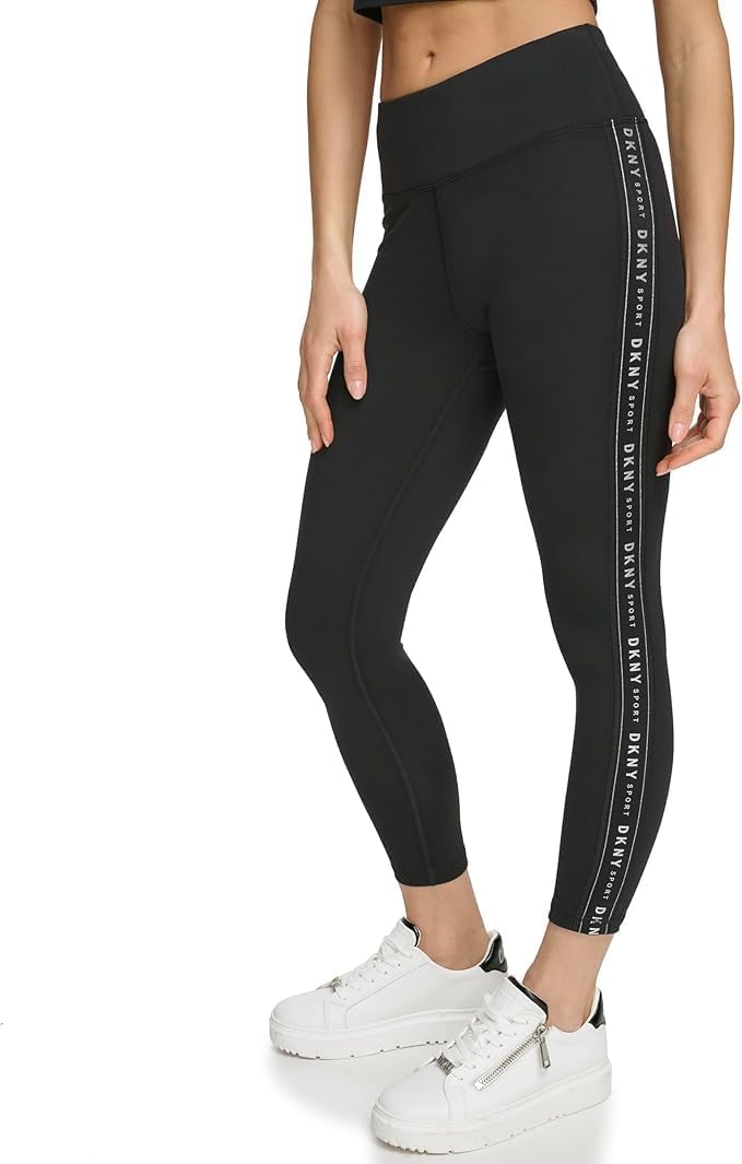 DKNY Women's Logo Tape High Waisted 7/8 Compression Legging
