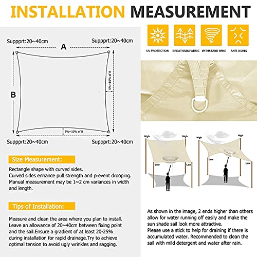 Voile d'ombrage rouge 4x7m imperméable avec kit de fixation complet