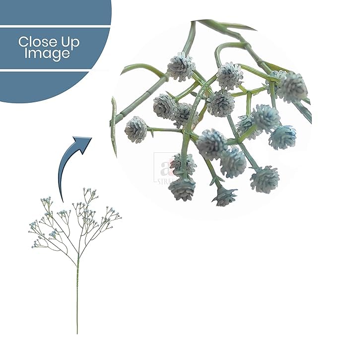 Image of Art Street Babys Breath Blue Flowers| Artificial Gypsophila Bouquets Flowers |Mothers Day Gifting, Faux Flowers for Vases |Decoration Items for Living Room, New Year, (Pack of 6), 24 Inch