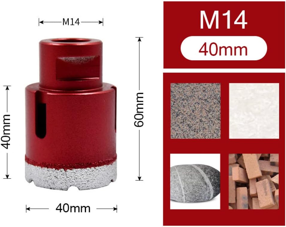 6-68mm M14 Diamond Drill Core Bits Brazed Hole Opener Drilling Hole Saw Tools for Granite Stone Tile Marble Concrete Drill,40mm