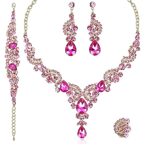 Juego de collar de cristal elegante como regalo de graduación y fiestas