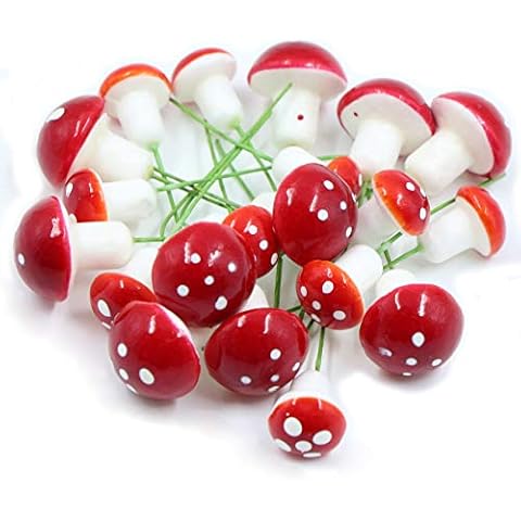 Garden Mushroom Flower Pot Mushroom Decoration 20 Pieces (10x 2.5cm, 10x 1.7cm) Mini Mushrooms Fairy Garden Pots For Diy Potting Decoration Micro Landscape Bonsai Arrangement Flower Pots Plants Statue Cover