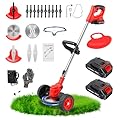 ALSO GO 24V Electric Weed Wacker, Cordless Grass Trimmer, 3 in 1 Weed Trimmer with 2pcs Batteries & Charger, Battery Powered Weed Eater/Brush Cutter/Edger with Wheels for Garden and Yard Lawn