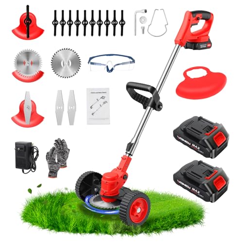ALSO GO 24V Electric Weed Wacker, Cordless Grass Trimmer, 3 in 1 Weed Trimmer with 2pcs Batteries &...
