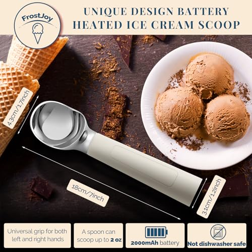 image for FrostJoy Heated Ice Cream Scoop Rechargeable, Electric Warming Ice Cre
