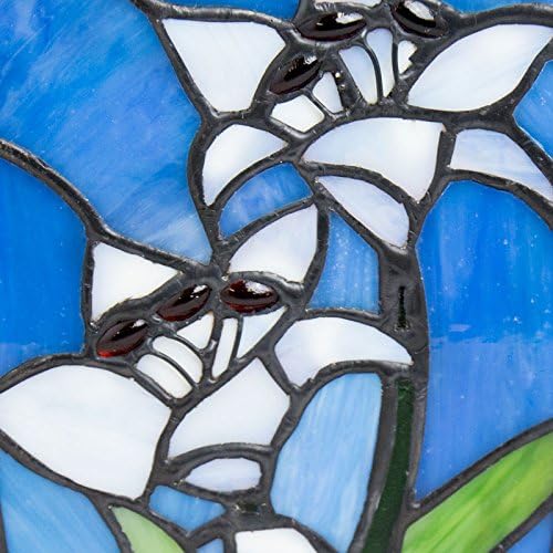 Lily Stained Glass Memorial Urn for Adults - Large - Holds Up to 200 Cubic Inches of Ashes - White Cremation Urn for Ashes