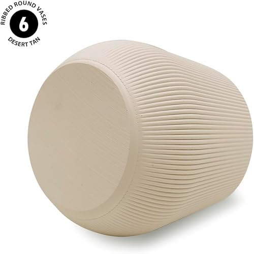 Miniatura 6 de Koyal Wholesale Jarrones cortos acanalados de 4 pulgadas para flores, florero estriado, pequeño jarrón blanco bohemio, decoración moderna de