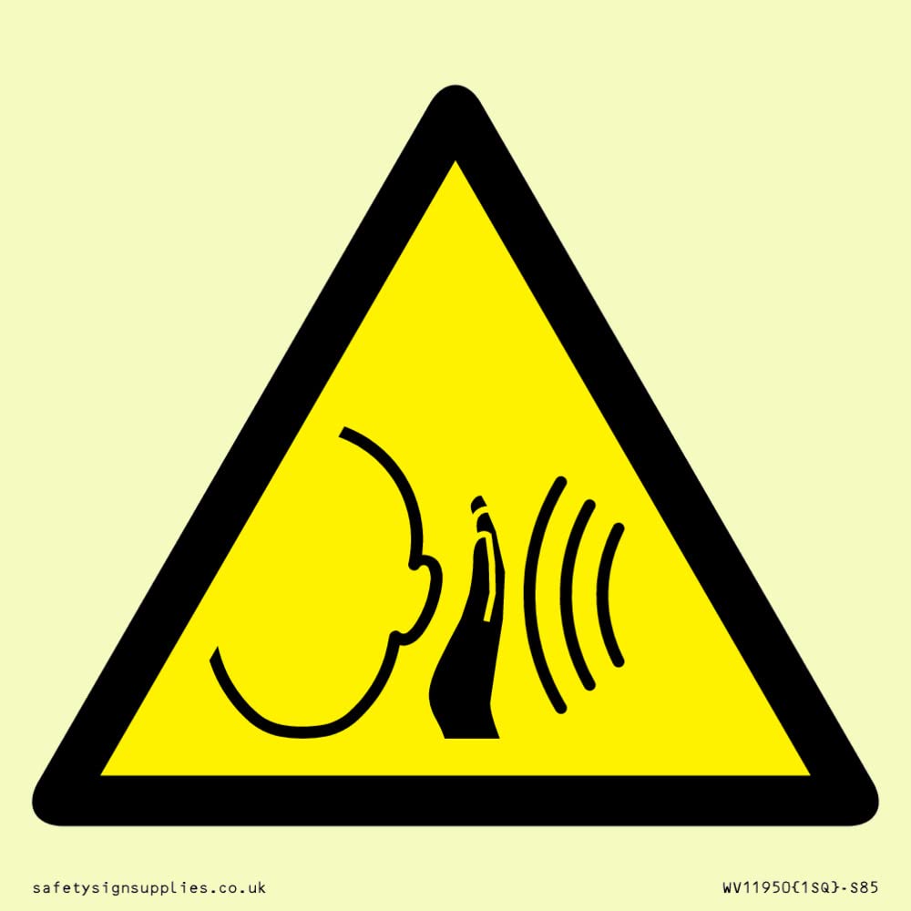 W038 Warning: Sudden loud noise Sign - 85x85mm - S85