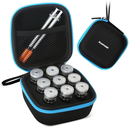 Avomosk 9 Slots 10ml Peptide Case, Insulin and BAC Water Vial Holder, Peptide Storage Case for Fridge and Travel, Fits 5ml10ml Standard Vials, Diabetic Supplies (Case Only)