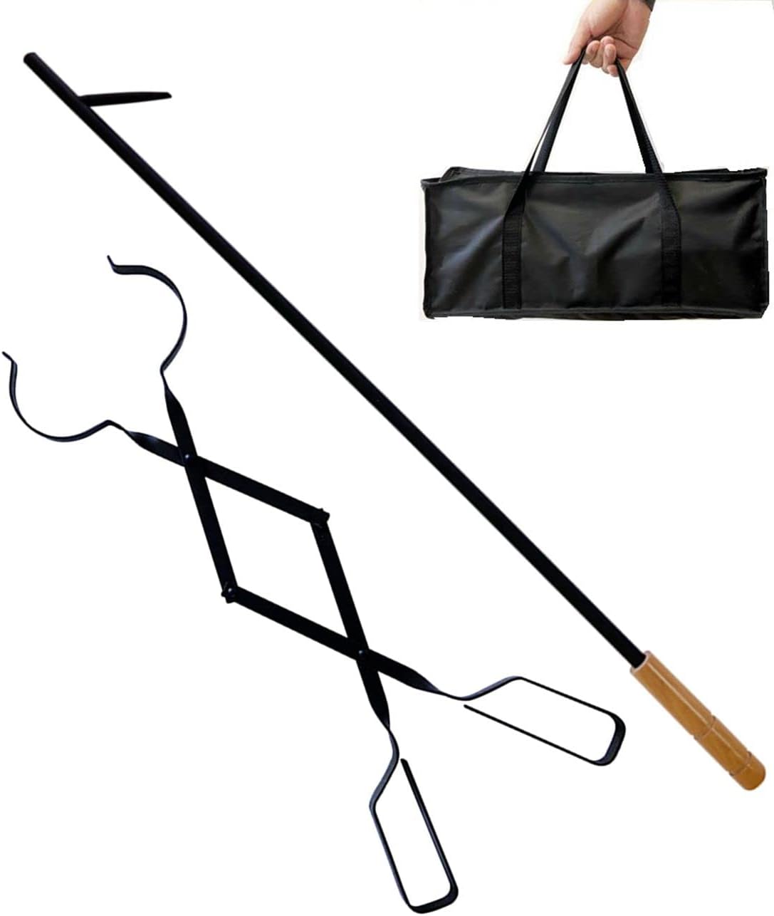 Heavy Duty Fire Tong and Blow Fire Poker Stick Set with