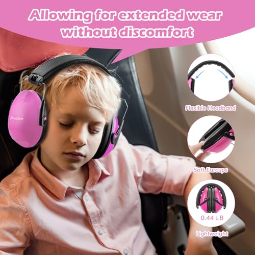 Image of ProCase Noise Cancelling Headphones for Kids Toddler, SNR 27dB Noise Reduction Ear Muffs, Hearing Protection for Monster Jam, Concerts, Fireworks, Shooting, Air Show, Autism Sensory Needs -Pink