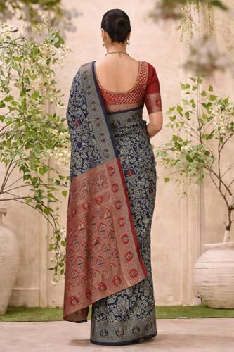 Image of Yashika Women's Banarsi Silk Saree with Blouse Piece for Traditional Ethnic Wear Sari