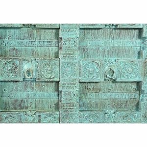 Distresssed Blue Antique Doors Repurposed Solid Wood 85 Extra Large Credenza Farmhouse Style Long Sideboard White Washed Rustic Buffet