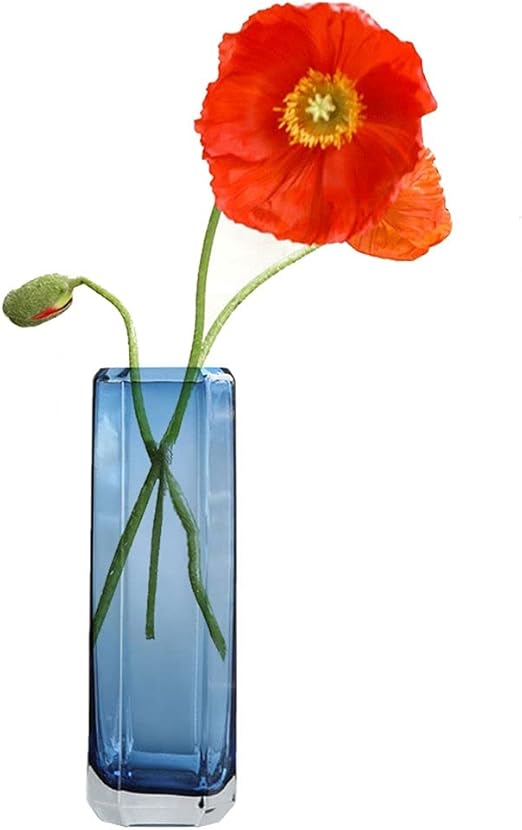 Amazon おしゃれ 花瓶 フラワーベース Bloom Vase 花瓶 かわいい 花瓶 おしゃれ 花瓶 ガラス 割れない花瓶 シンプルな幾何学的な小さなデイジー透明ガラス花瓶の花 スモーキーブルー 花器 インテリアボウル オンライン通販