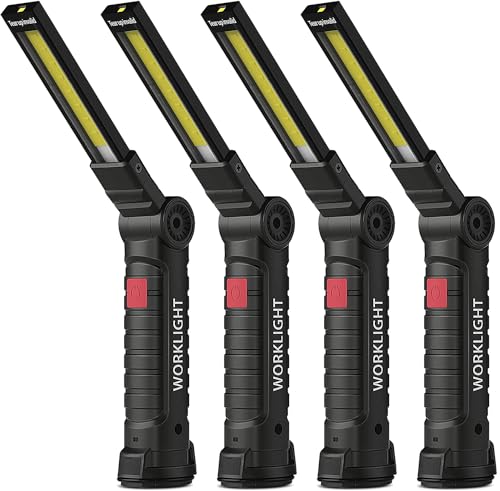 Thecom 作業灯 ワークライト LED COB 充電式 ポータブル 緊急照明 usb 充電式 LEDライト 自動車整備 アウトドア キャンプ 旅行 夜釣り ランニング 防災 地震 360°角度調整可能 マグネット付き (4)