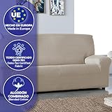 BLUZIMAN® Elastischer Sofabezug 3-Sitzer - Oeko-TEX Zertifizierter, Hochwertige Couch Überzug, rutschfeste Sesselüberwurf, Universal Passform, Jacquard-Stoff (Leinen)