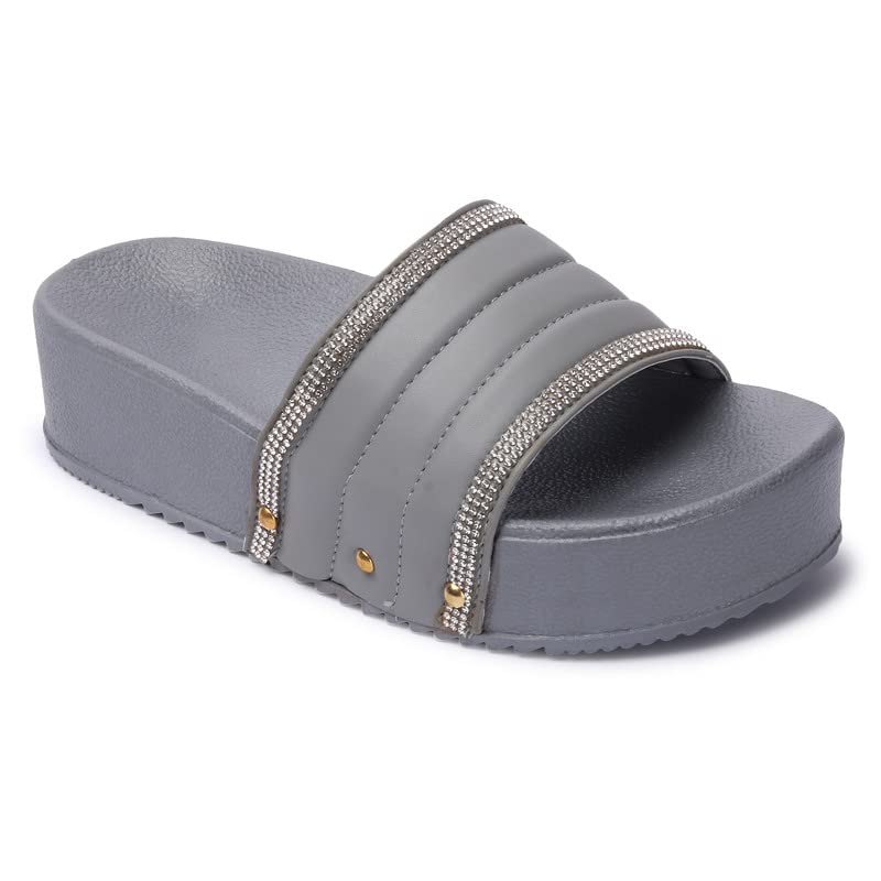 Women High Sole Sandal, Stone Chain Wedges for Girls-image-47