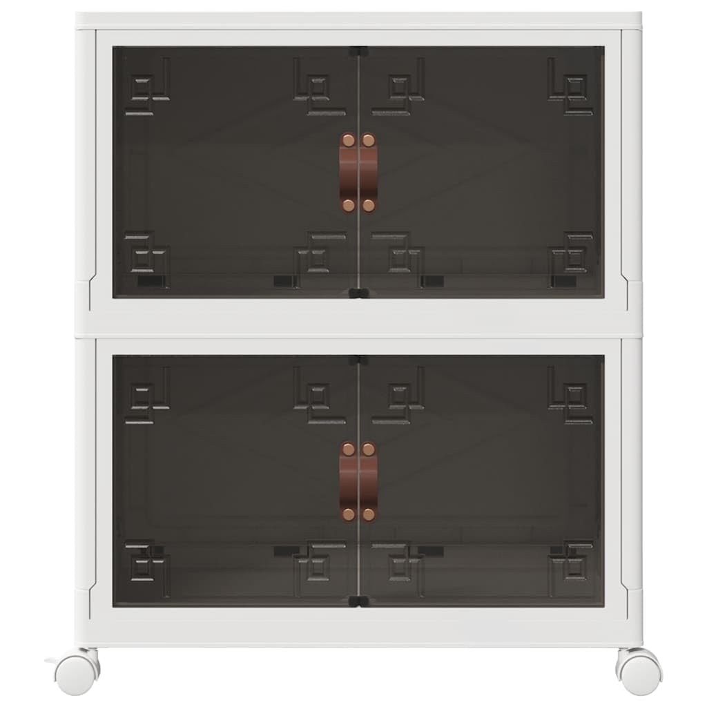 Caja de almacenaje apilable con Ruedas 2niveles 75 L 64x40x76cm Blanco,4012368