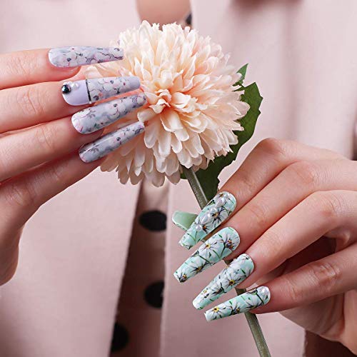 Makartt 2Pcs 15Ml Nail Art Foil Glue Gel With Stickers Set Rose Flowers Metal Nail Transfer Gel 20Pcs 2.5Cm100Cm Stickers 10 Rolls 4Cm 100Cm Starry Sky Nail Art Foil Transfer Stickers #TOP2