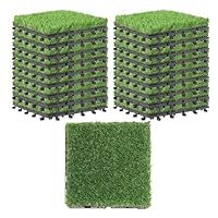 SUPEASY Kunstrasen Interlocking Turf Deck Set, 18-Pack, Synthetische gefälschte Grasmatten mit Selbst-Drainage, ideal für Hund & Haustier, Innen- & Außenbereich