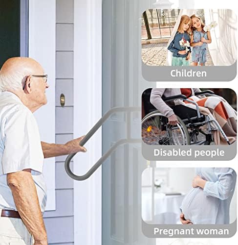RYUNQ Handrail Wall Mount, Outdoor Handrail for Stairs Fit 2 or 3 Steps, U-Shaped Metal Handrail, Black Transitional Hand railings, Stainless Steel Handrail Support for Toilet,Outside Stairs,Porches