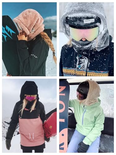 Fuakesor Pluszowa Kominiarka Zimowa Termiczna Maska Narciarska Polar Wiatroszczelna Osłona Twarzy Czapka Szalik Kominiarka dla Mężczyzn i Kobiet (Różowa)