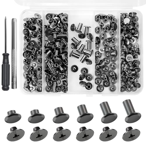 122 Pack Snap Button Kit, 6 Sizes Chicago Screws Leather