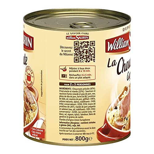 WILLIAM SAURIN - Choucroute Garnie Au Vin Blanc 800G - Lot De 3