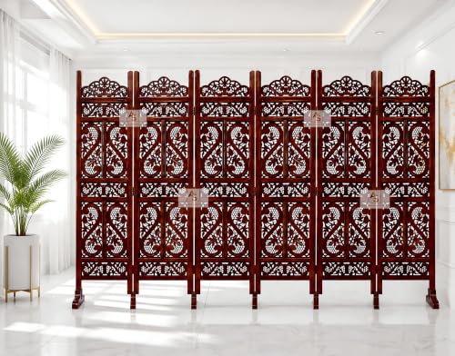 Image of Partition for Living Room Wall Room Divider Screen Separator, Wall Panel Divider for Hall | Bedroom |Office | Puja Room | Restaurant S Design (Walnut 6PWS)