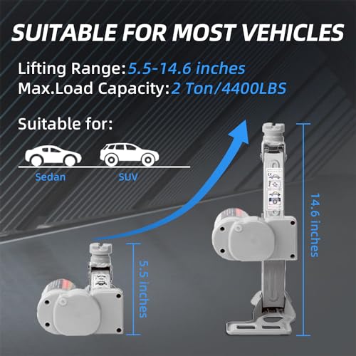 Image of STANDTALL Electric Car Jack 2T Scissor Floor Jack Set 12V Automatic Vehicle Lift Kit for Road Emergency Tire Change Car Repair Tool for Sedans and SUV