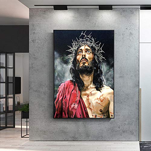 Lienzo de Jesús estilo escandinavo de 50x70cm que aporta paz y elegancia a tu salón moderno
