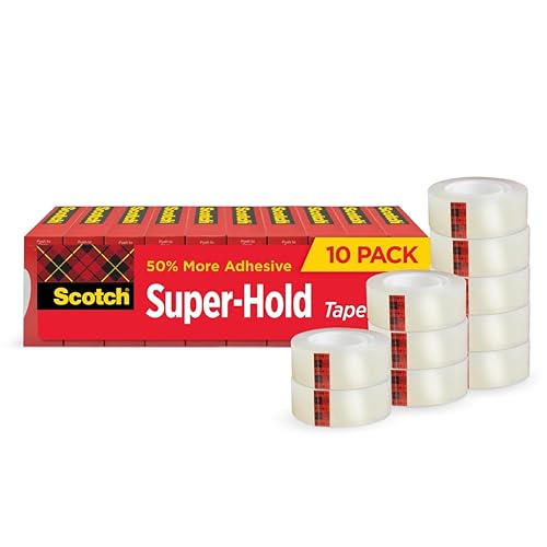 Scotch Cinta super-Hold, 10 rollos, acabado transparente, 50% más adhesivo, favorito de confianza, 34 x 800 pulgadas, caja (700S10)